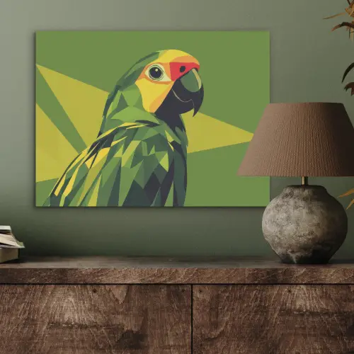 Papegaai - Groen - Snavel - Abstract PET vilt klein -sfeer2