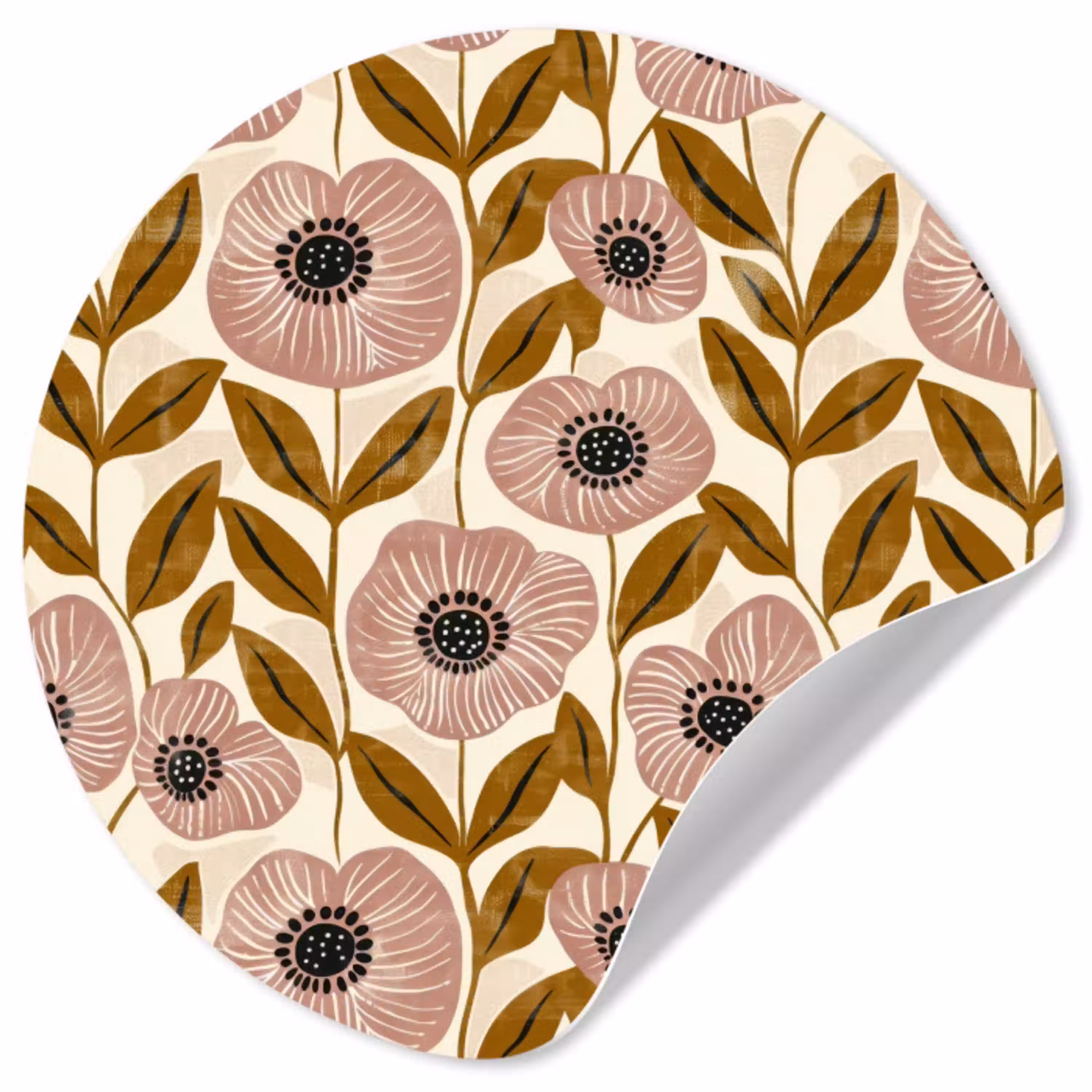 Dustyroze - Bloemen - Grafisch - Patroon Wandcirkel behangsticker klein 186 -3d