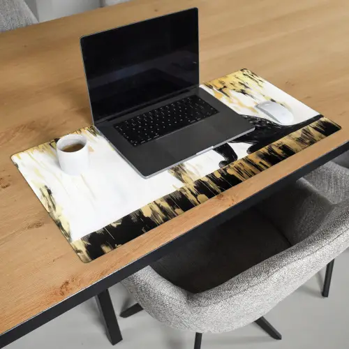 Panter - Zwart - Abstract - Goud Muismat XXL klein -sfeer1