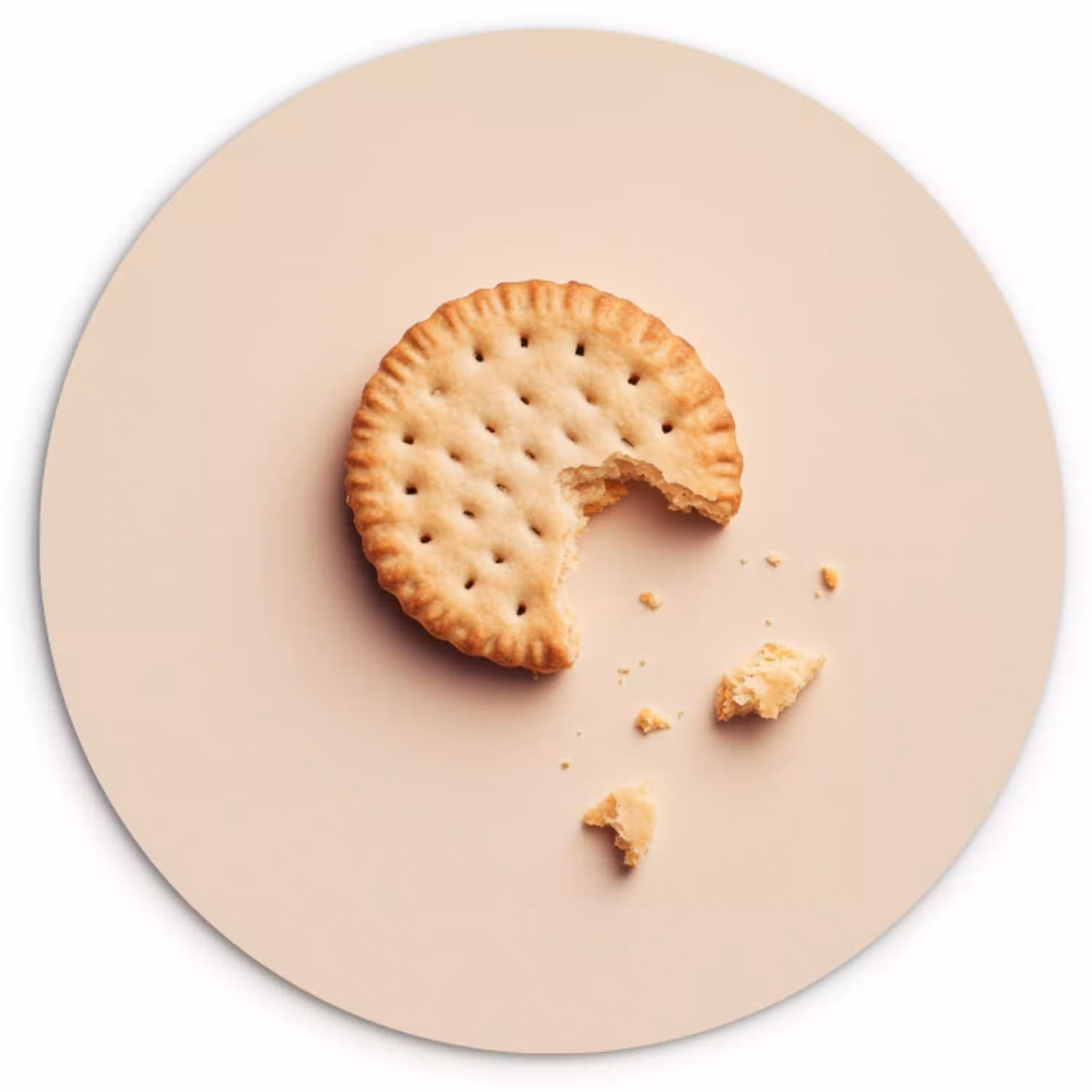 Koekje - Kruimels - beige Wandcirkel kunststof plaat 5mm dik klein -3d