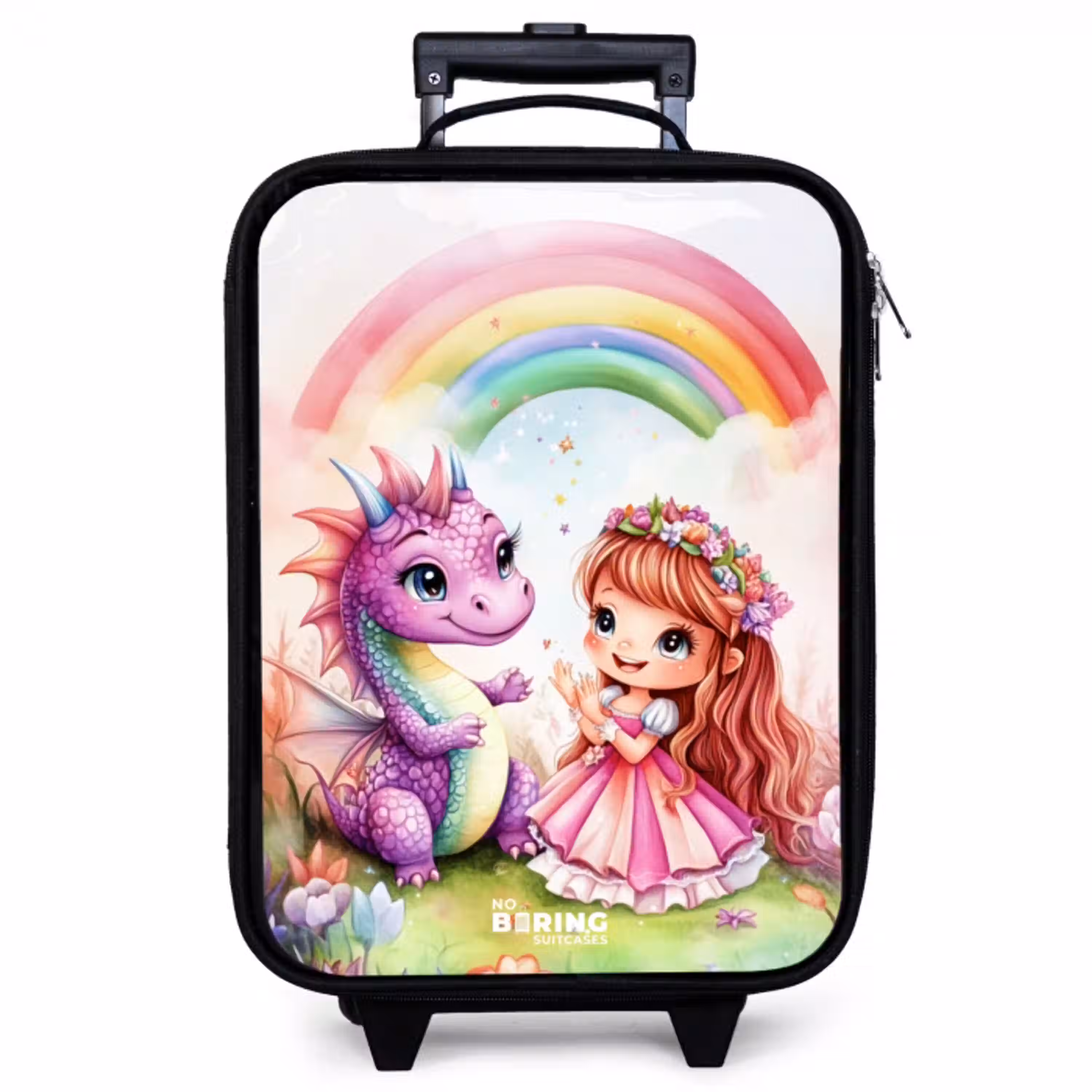 Meisje met paarse draak onder regenboog Kinderkoffer - Zwart klein -zzz_website3d