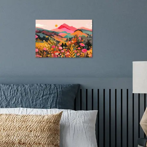 Zonsondergang - Bergvallei - Contrast poster papier klein -sfeer2