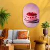 Taart - Hart - Roze Wandcirkel Ovaal Glas middel -sfeer4