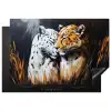 Luipaard - Oranje - Wit - Gras Inductie beschermer vinyl 3mm klein -3d
