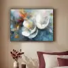 Bloemen - Wit - Goud - Kunst - Abstract Textielframe zwart klein -sfeer1