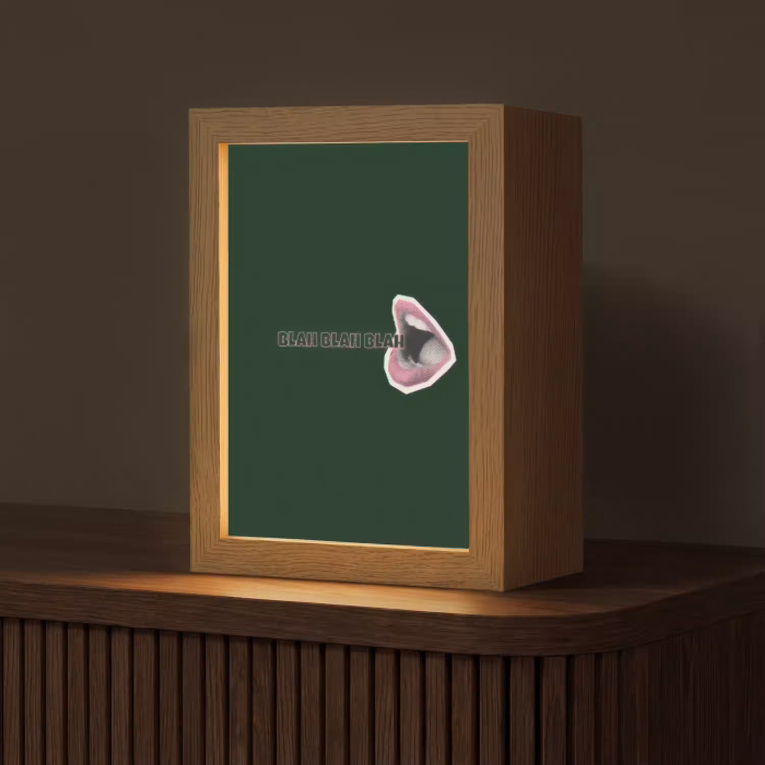 BLAH BLAH BLAH - Mond - Groen Light Box met kabel (Tafellamp) klein -z3d_website