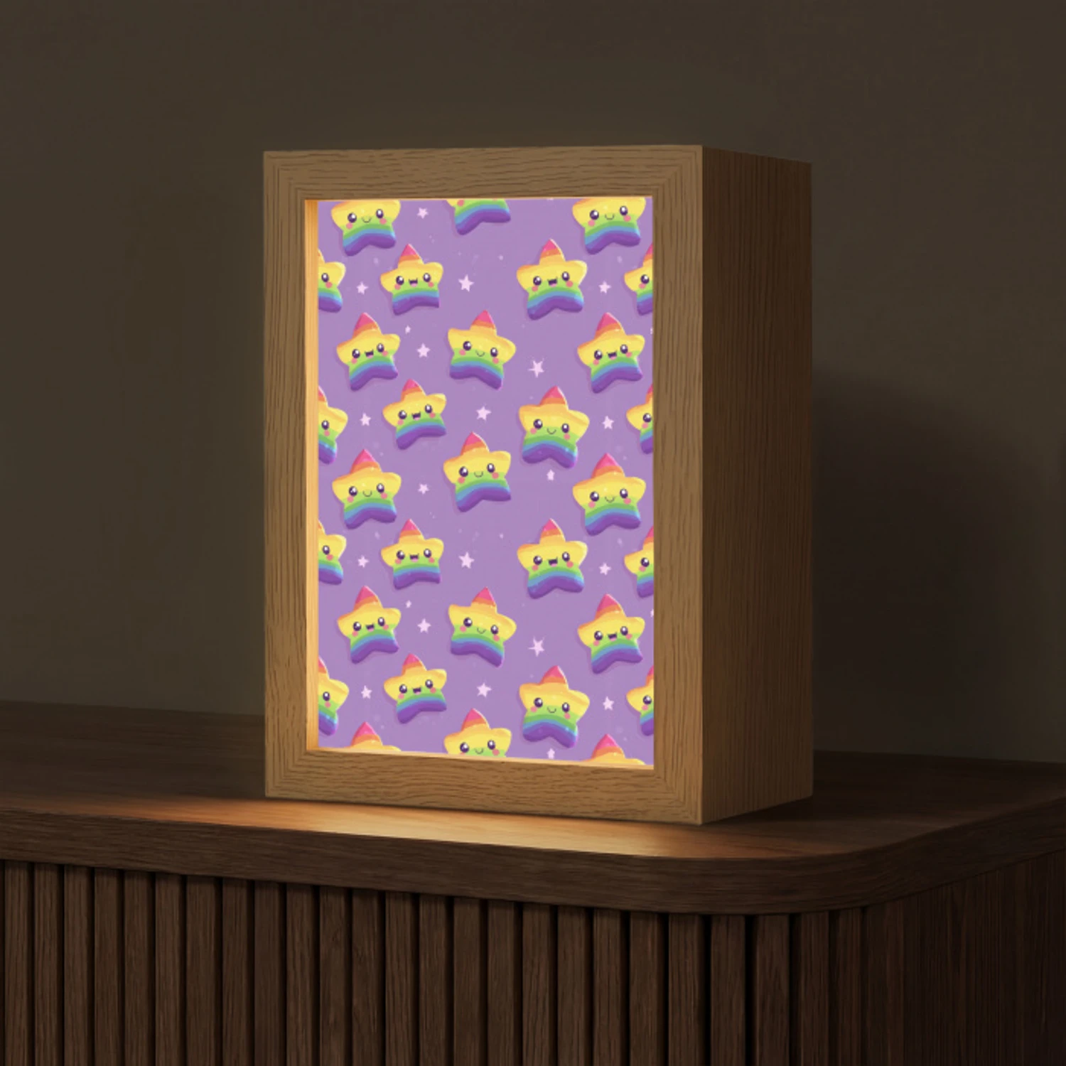 Sterren - Regenboog - Paars Light Box met kabel (Tafellamp) klein 925 -z3d_website