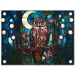 Uil - Mozaïek - Maan - Nacht tuinposter los doek klein -3d