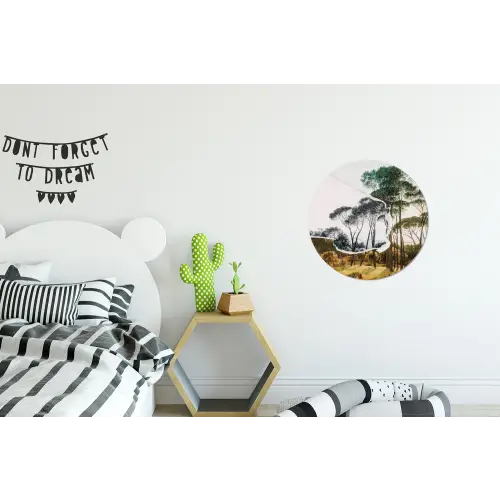 Italiaans landschap parasoldennen - Kunst - Hendrik Voogd - Schilderij - Zwart wit - Oude meesters Wandcirkel aluminium klein -kinderkamer