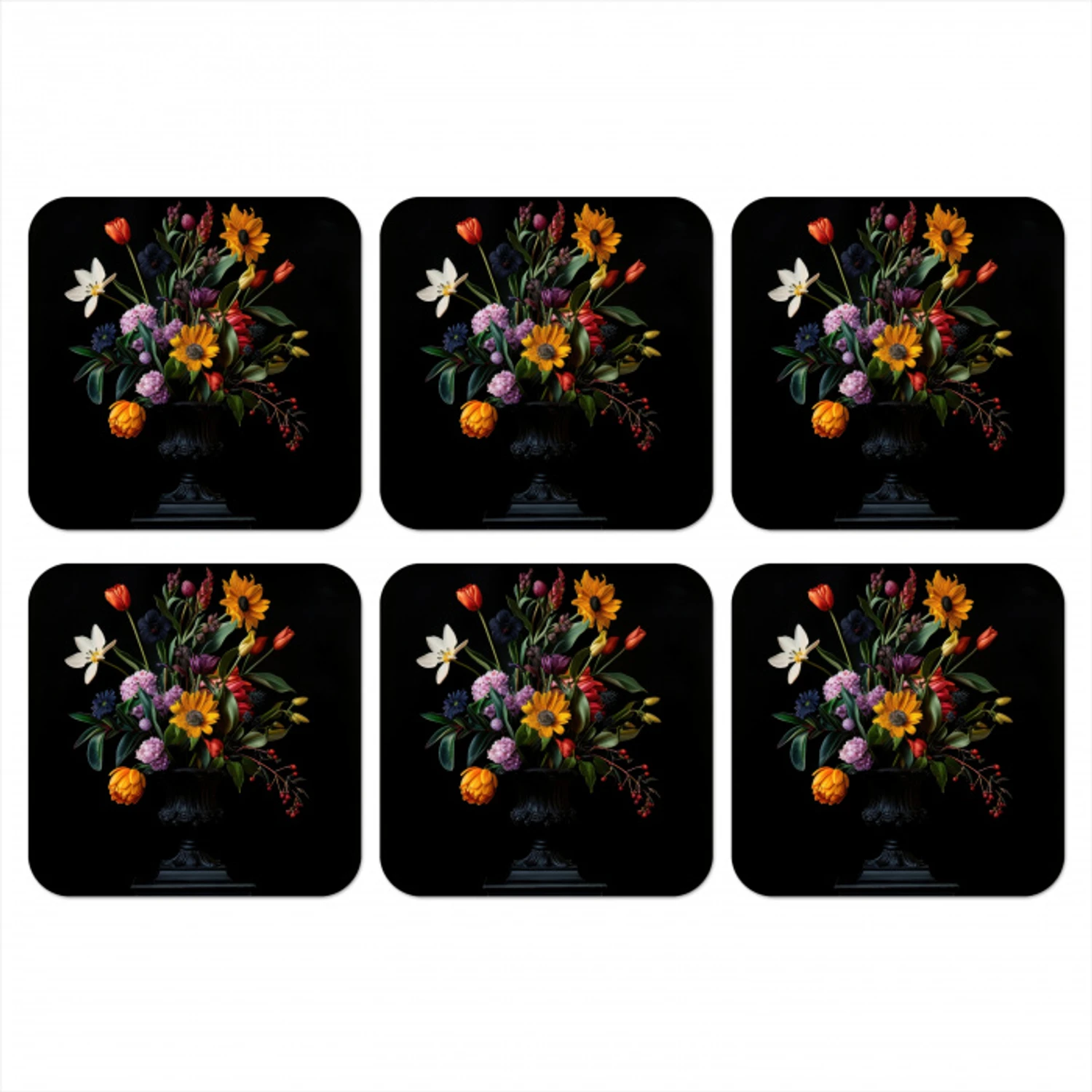 Zonnebloemen - Boeket - Kleurrijk onderzetter kurk middel -3d
