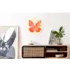 Vlinder - Minimalistisch - Roze Wandcirkel aluminium klein -kantoor
