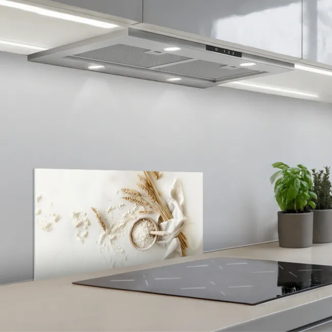 Bloem - Hout - Tarwe keuken achterwand spatscherm klein -3d_schuin