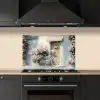 Fiets - Pastelkleuren - Bloemen keuken achterwand spatscherm klein -sfeer1