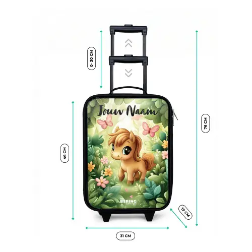 Paard - Bloemen - Vlinders Kinderkoffer - Zwart klein -productfoto_formaten