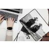Vrouwen - Zonnehoed - Strand - Zwart - Wit laptophoes neopreen klein -bureau