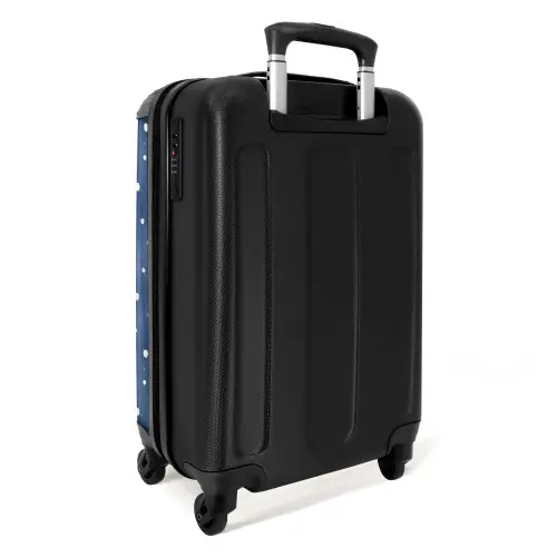 Stippen patroon blauw NBS - Handbagage koffer - Kinderen Unisex middel -achterkant