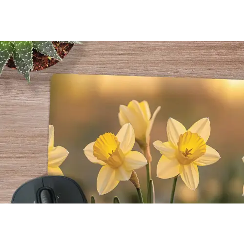 Bloemen - Geel - Wazig muismat rubber klein -closeup