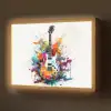 Gitaar - Graffiti - Muziek - Wit Light Box met batterij (Wandlamp) middel -z3d_website