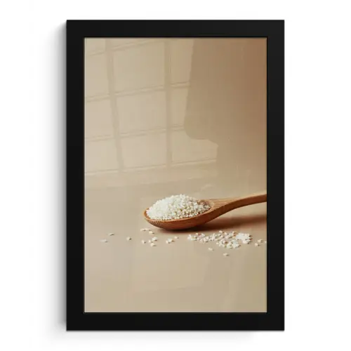 Lepel - Rijst - Hout - Beige fotolijst zwart zonder passe partout klein -3d