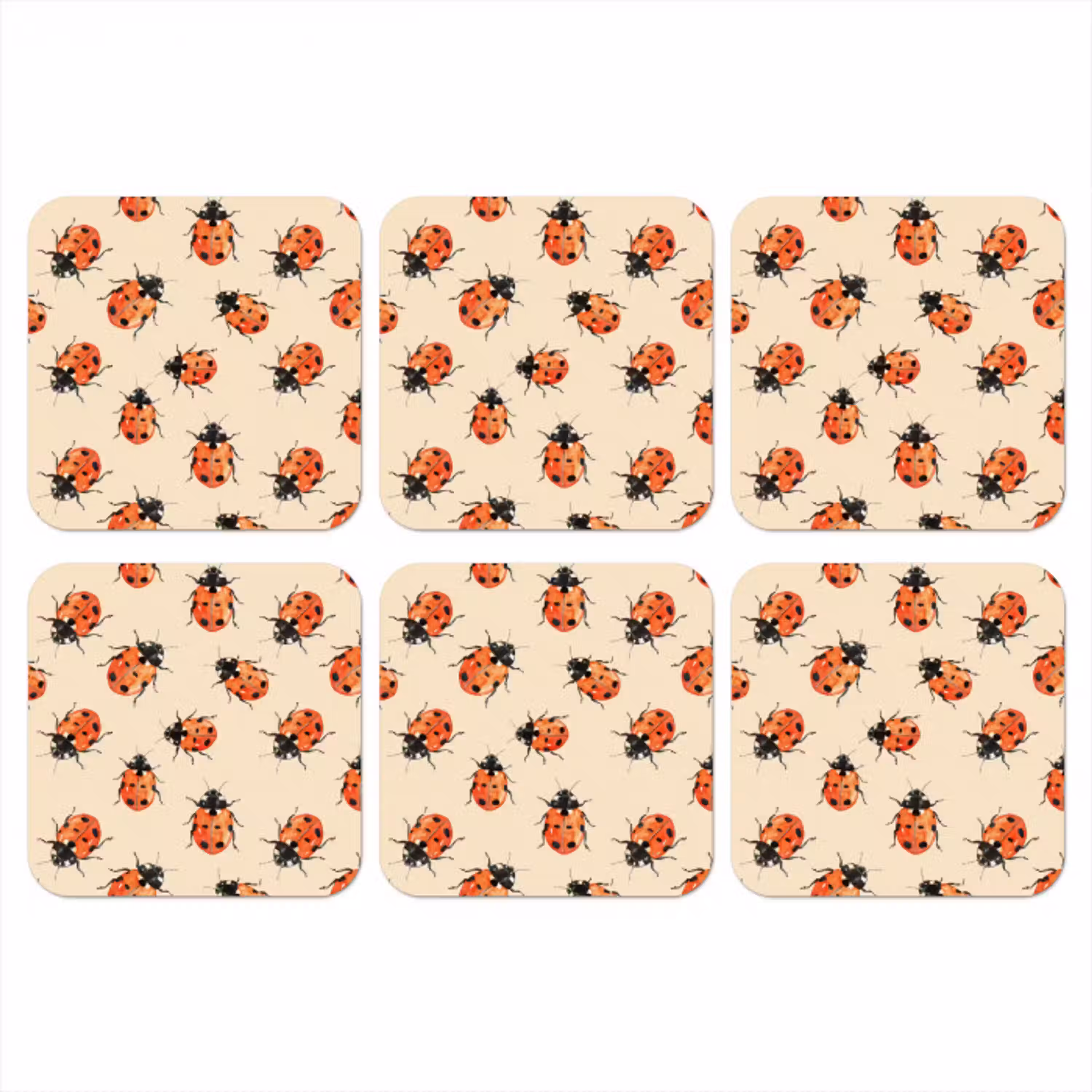Lieveheersbeestjes - Patroon - Rood onderzetter kurk middel 366 -3d