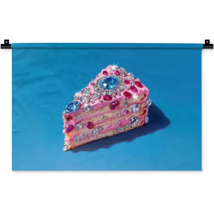 Taart - Edelstenen - Glitters - Roze Wandkleed katoen klein -zz3d