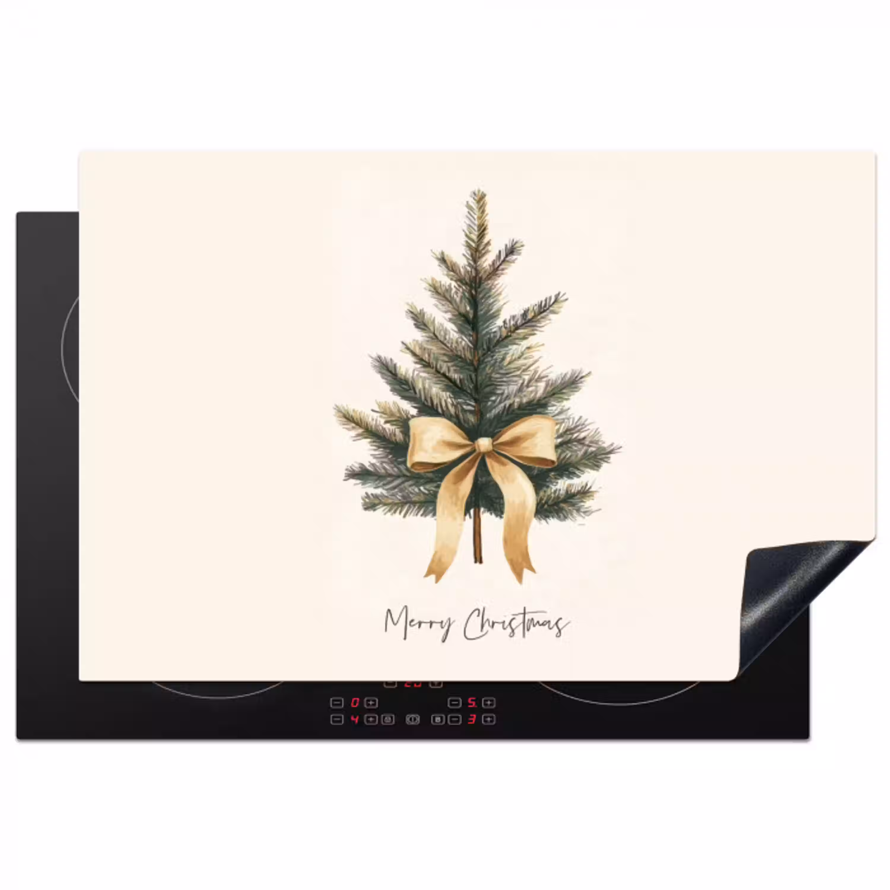 Kerstboom - Kerst - Merry Christmas - Beige Inductie beschermer vinyl 3mm klein -3d