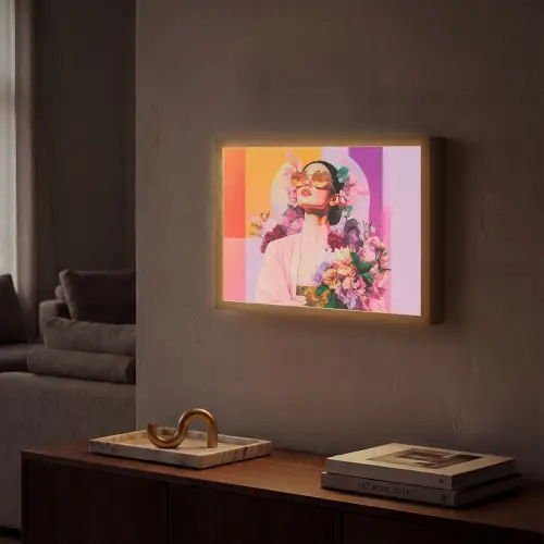 Portret - Vrouw - Abstract - Bloemen Light Box met batterij (Wandlamp) middel -sfeer1