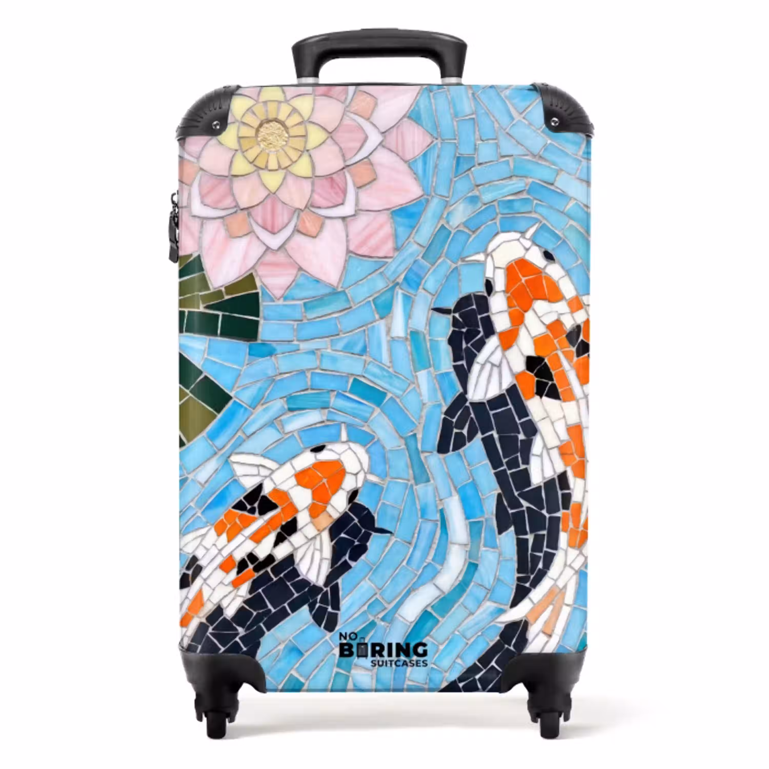 Vis - Water - Natuur - Mozaïek - Blauw NBS - Handbagage koffer - Volwassenen Unisex middel -productfoto_recht