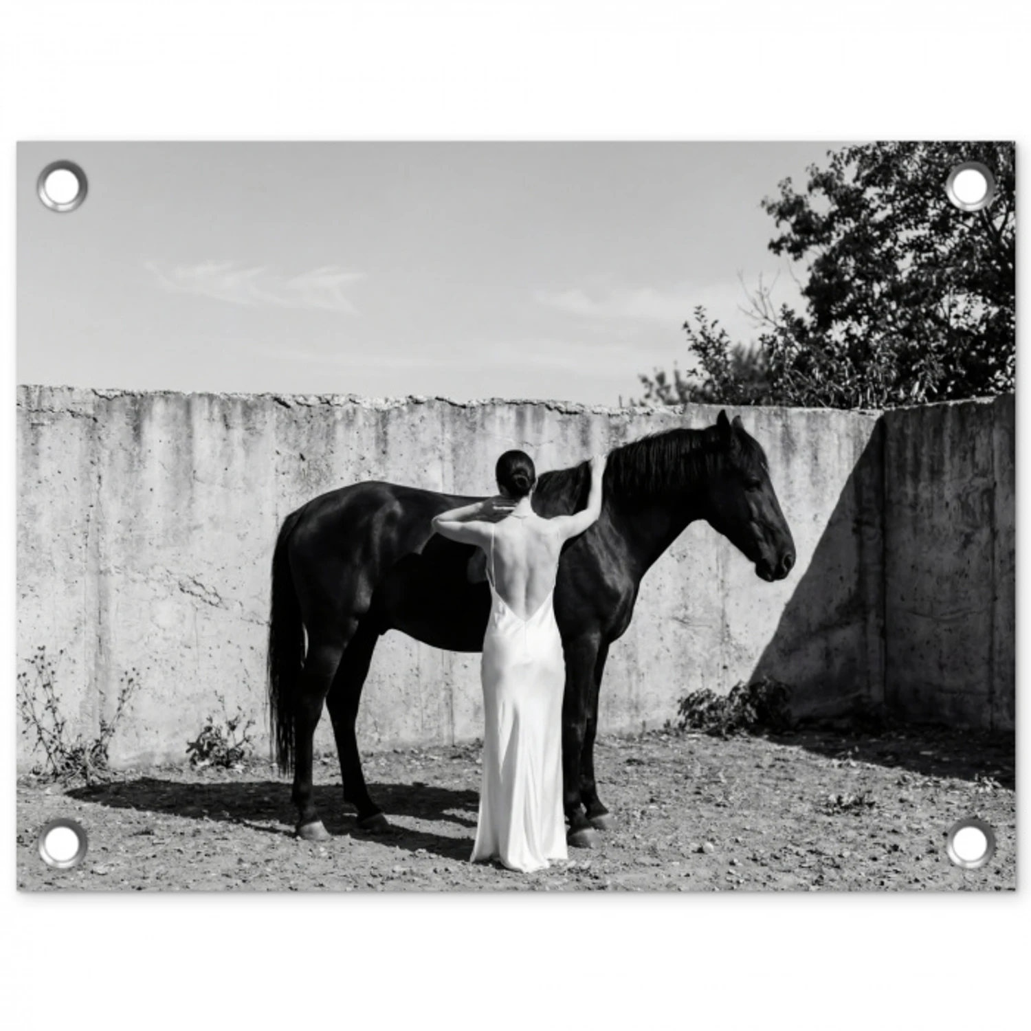 Vrouw - Paard - Artistiek tuinposter los doek klein -3d
