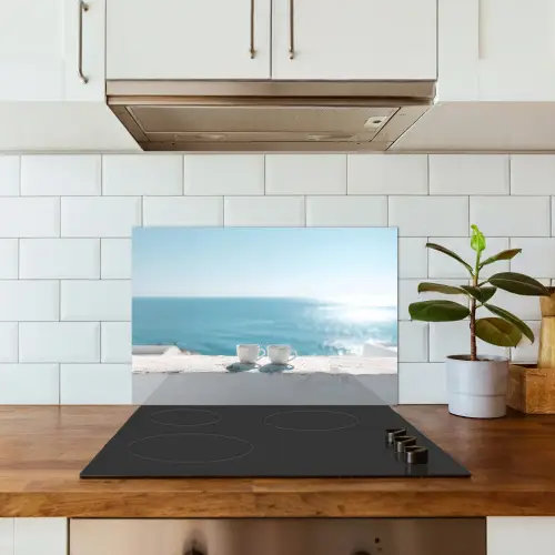 Zee - Koffiekopjes - Zomers keuken achterwand spatscherm klein -sfeer2