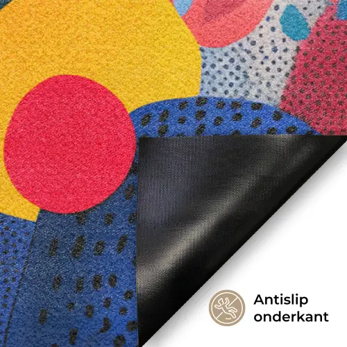 Vormen - Abstract - Stippels - Blauw Deurmat klein -antislip_NL