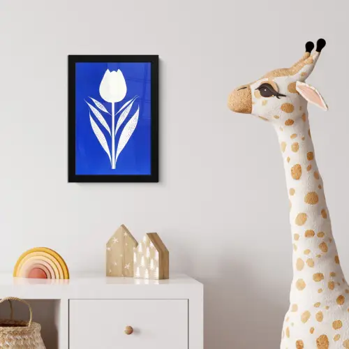 Tulp - Minimalistisch - Bladeren - Wit fotolijst zwart zonder passe partout klein -usfeer4_kinderkamer