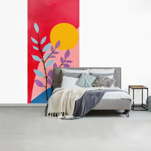 Bladeren - Zon - Abstracte vormen fotobehang vinyl groot -slaapkamer