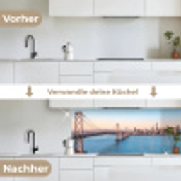 Water - Brug - Skyline - Modern keuken achterwand 2 middel -voor-na_DE