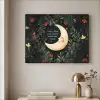 Maan - Quote - Bloemen - Sterren Textielframe zwart klein -sfeer2