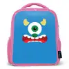 Dierenportret - Monster - blauw Kinderrugzak - Roze middel -3d
