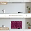 Bladeren - Patroon - Burgundy keuken achterwand spatscherm klein 900 -voor_na_ES