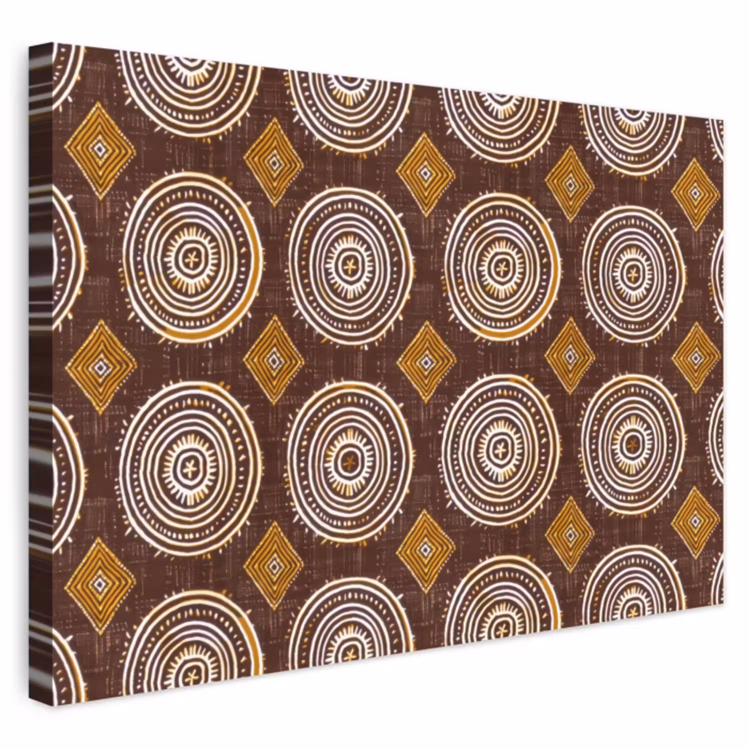 Chocoladebruin - Etnisch - Tribaal - Cirkels - Patroon Tuinposter op houten frame 2 cm dik klein 845 -3d