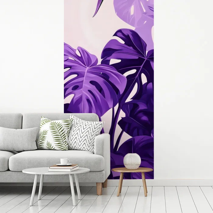 Bladeren - Paars - Tropisch - Abstract fotobehang vinyl groot -woonkamer
