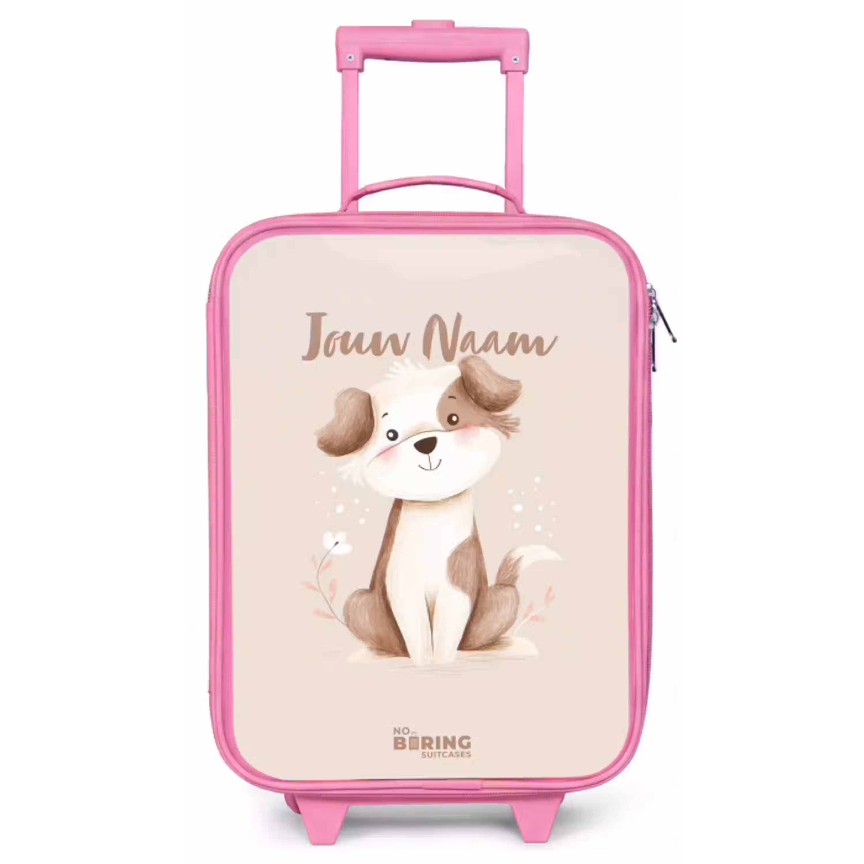 Hond in de kleuren bruin en beige Kinderkoffer - Roze klein -zz3dotto