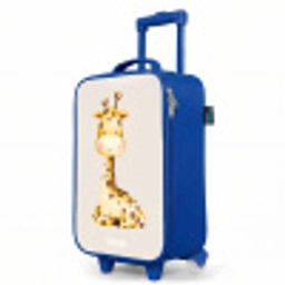 Liggende giraffe illustratie op beige achtergrond Kinderkoffer - Blauw klein -productfoto_schuin