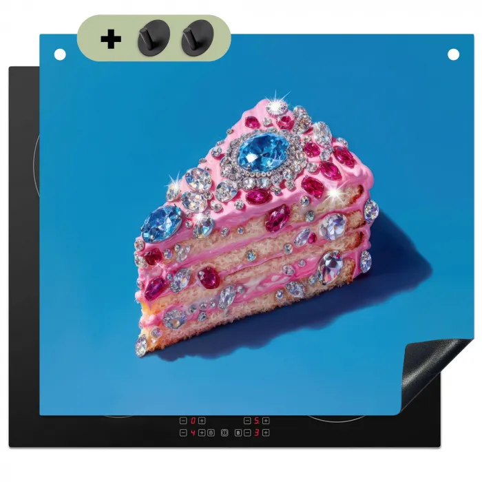 Taart - Edelstenen - Glitters - Roze Inductie beschemer met haakjes middel -3d