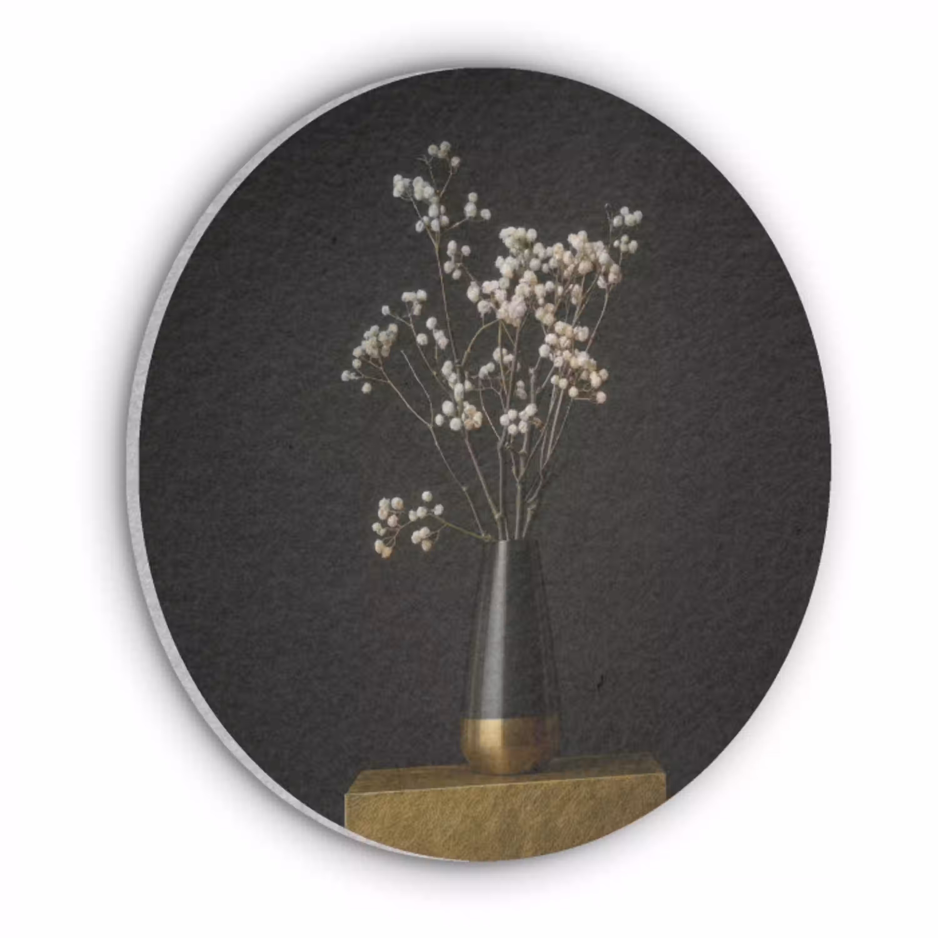 Bloembollen - Wit - Vaas - Minimalistisch Akoestische PET Vilt - Rond klein -3d