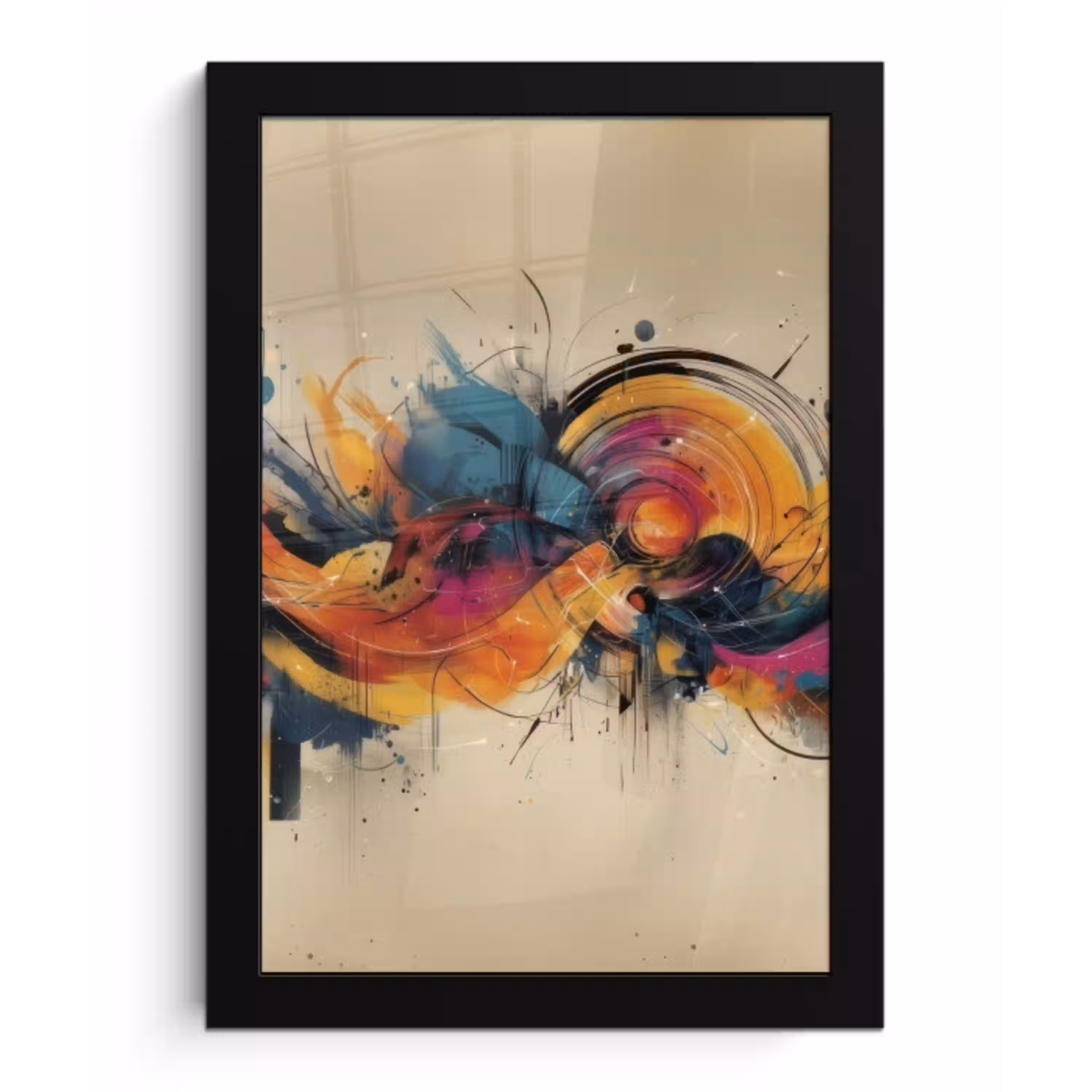 Explosie - Kleurrijk - Vormen - Abstract fotolijst zwart zonder passe partout klein -3d