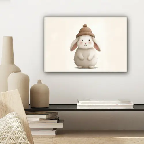 Konijn - Muts - Oren - Beige canvas 2cm klein -sfeer6
