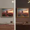 Molen - Zonsondergang - Tulpen - Rood Light Box met batterij (Wandlamp) middel -sfeer3