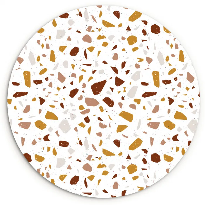 Terrazzo -  Patroon - Wit - Urban Wandcirkel kunststof plaat 5mm dik klein 188 -3d