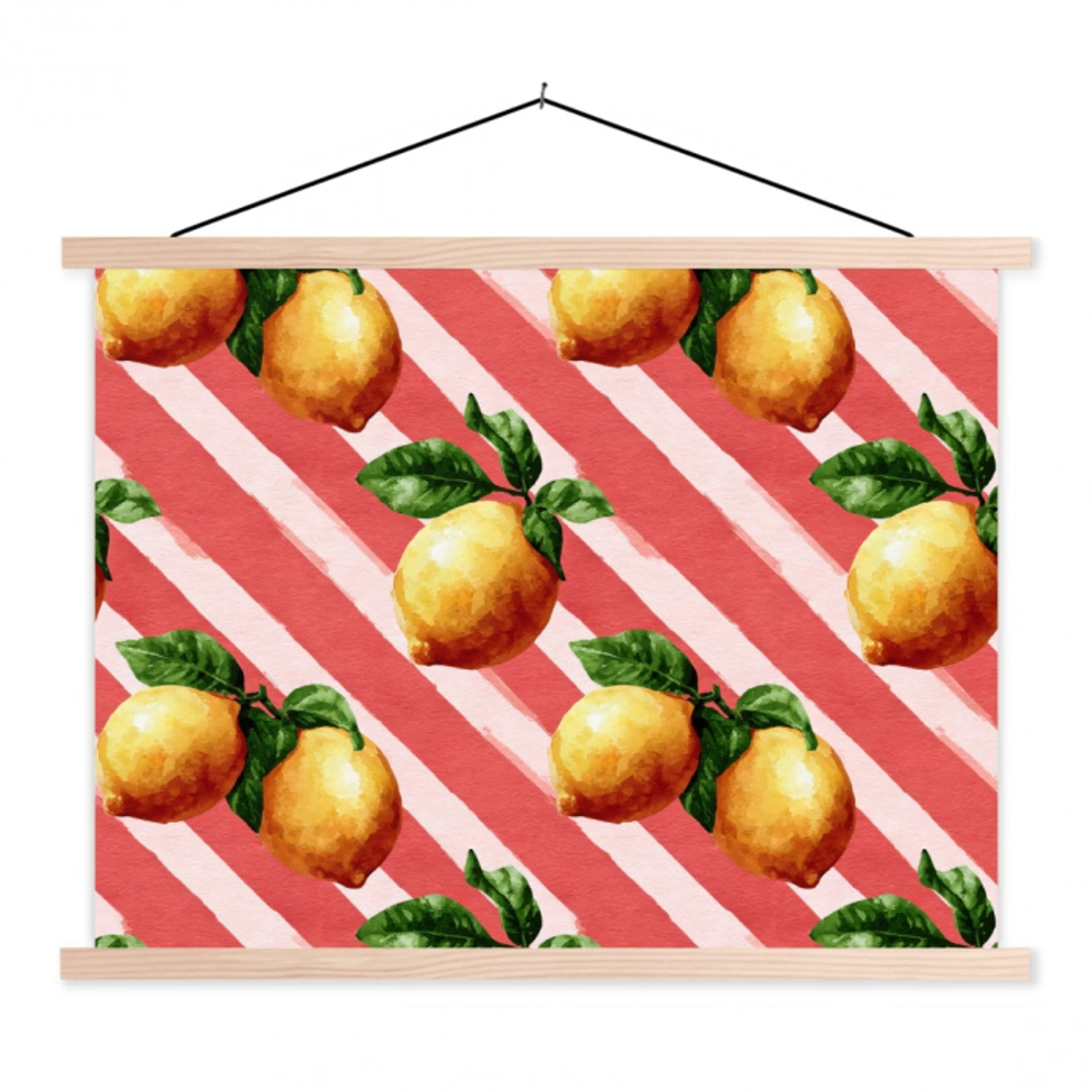 Citroen - Geïllustreerd - Oranje textielposter latten blank klein 122 -3d