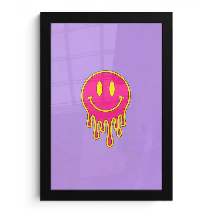 Smiley - Drip - Neon fotolijst zwart zonder passe partout klein -3d