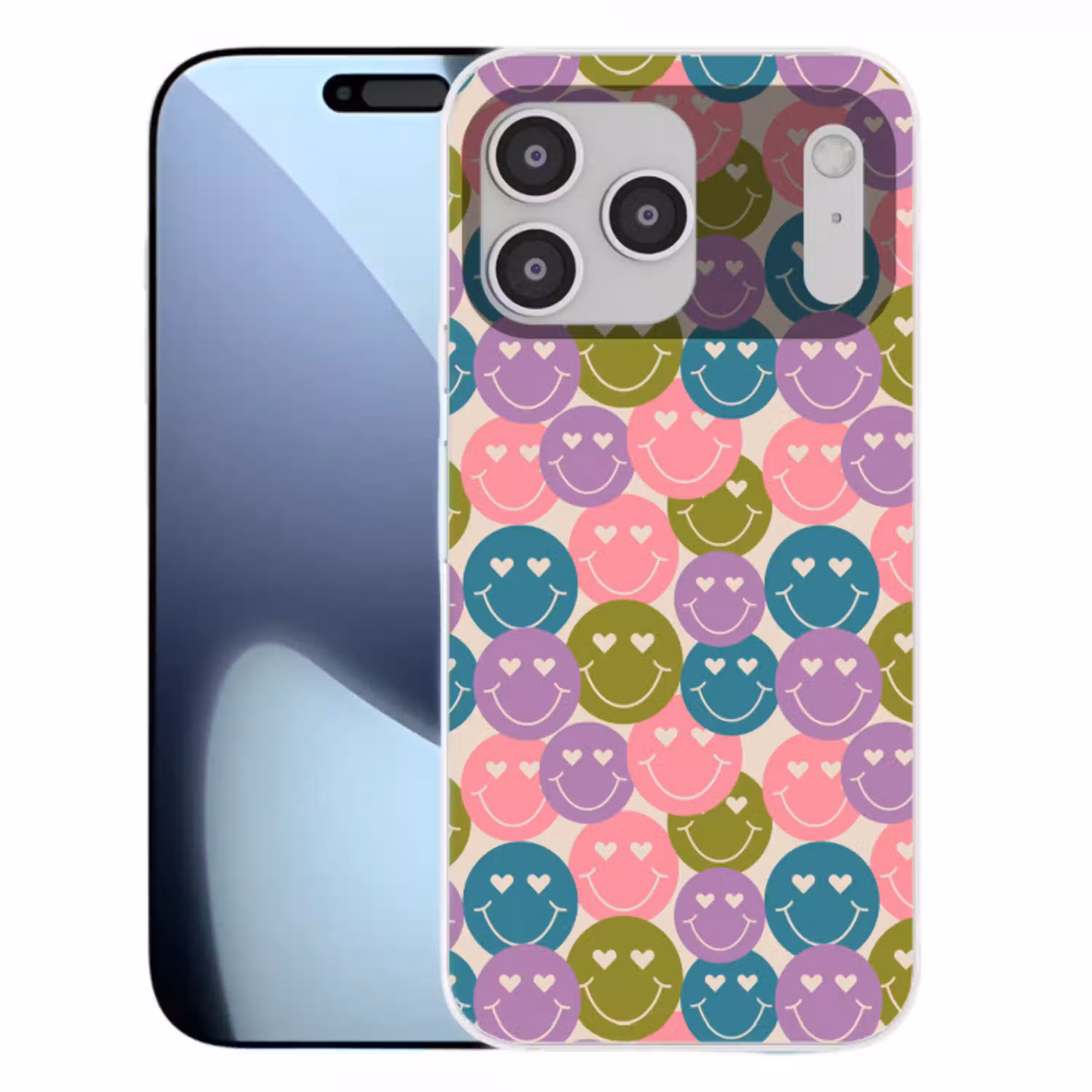 Patroon - Smiley - Kleurrijk - Hartjes Telefoonhoesje iPhone 17 Pro Max klein 879 -3d